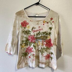 Christopher & Banks hawaii postcard style blouse